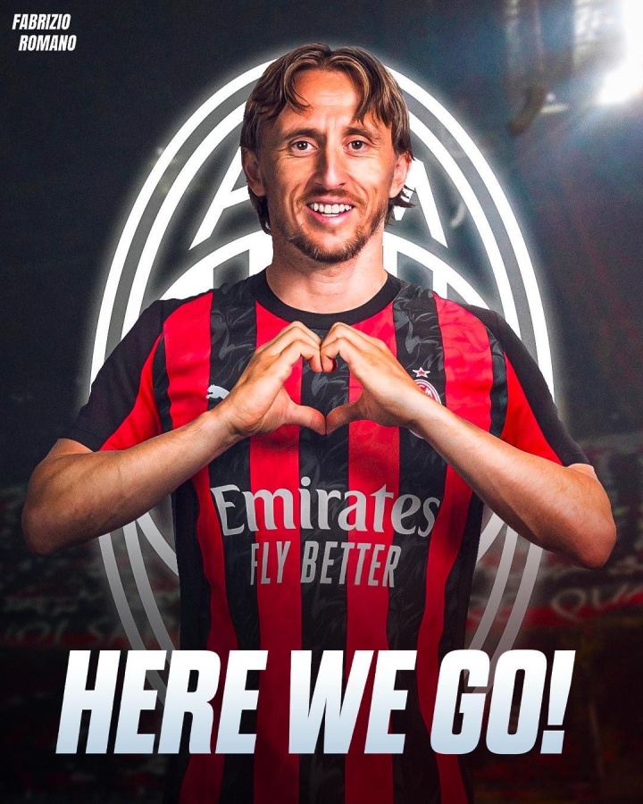 我們?nèi)?！羅曼諾：39歲的莫德里克（Modric）自由加入AC米蘭（AC Milan）